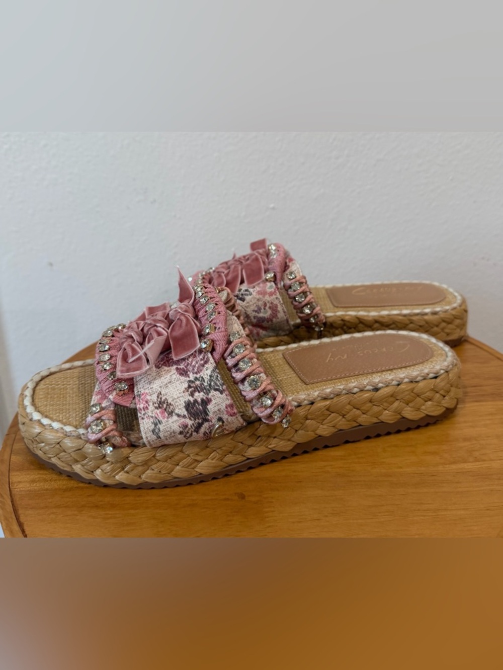 Circus by Sam Edelman Pink Velvet Bow Wyatt slide size 9 - Picture 4 of 7